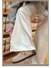 Women's Off-White Fleece-Lined Wide-Leg Pants, Autumn/Winter, Relaxed Fit, Casual, Good Drape, Straight Leg, Glutinous Rice Air Pants