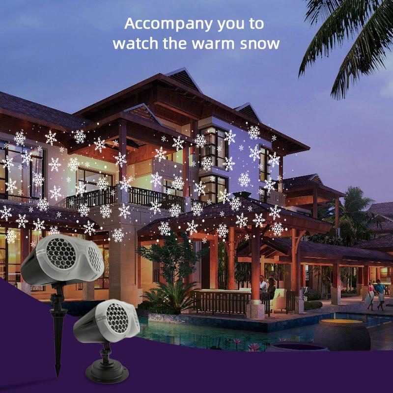 Christmas Snowfall Projector Light Owl Shape Outdoor Highlight Landscape Dynamic LED Snowflake Projection Lamp for New Year Lamp