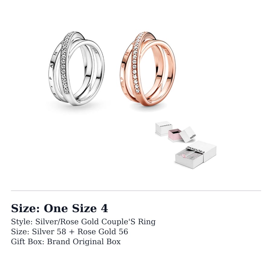 Pandora 925 Sterling Silver Rings Women's Silver/Rose Gold ZT-0035
