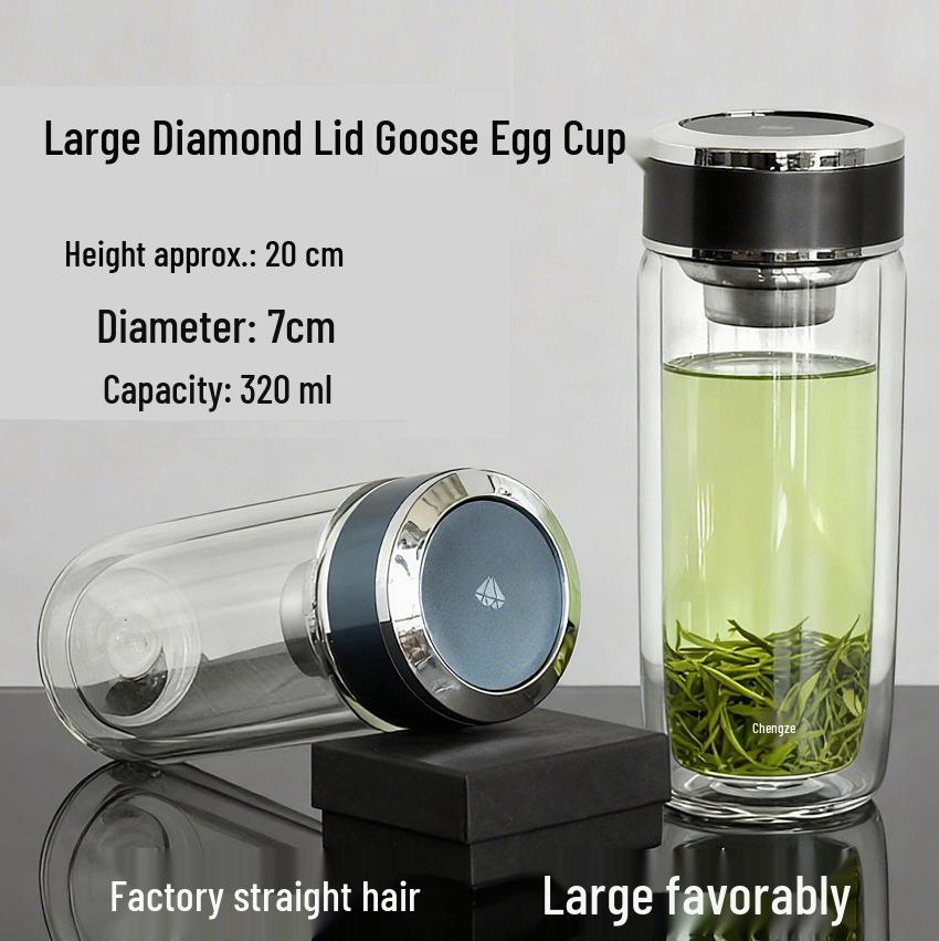 High-Temperature Resistant Double-Layer Printed Borosilicate Glass Tea Cup