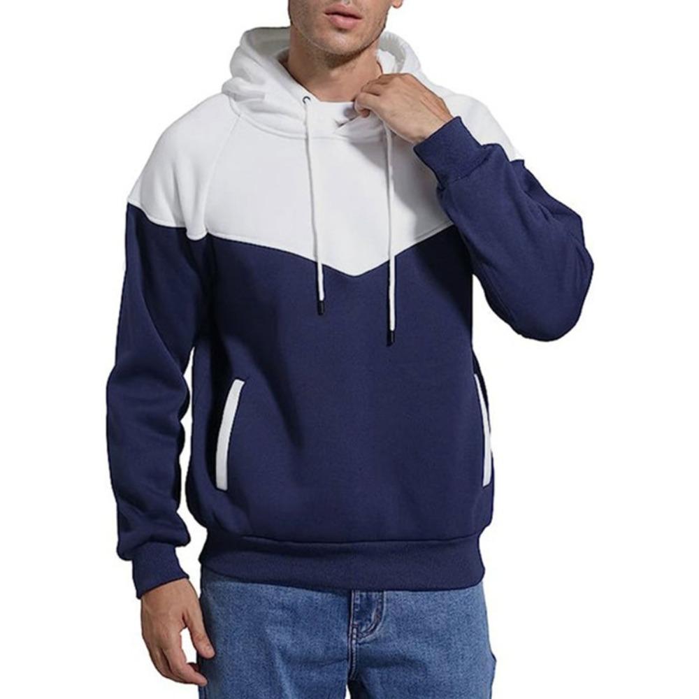 Fall and Winter Men's Sweatshirts Hoodie Warm Sweatshirt Long Sleeve Colorblocking Men's Hooded Jacket Hoodies
