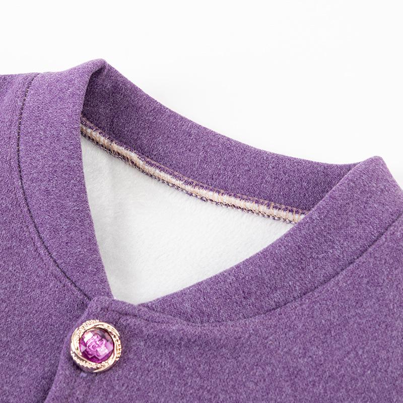Elderly Women's Fleece-Lined Winter Underwear Set - Warm Pajamas & Cardigan