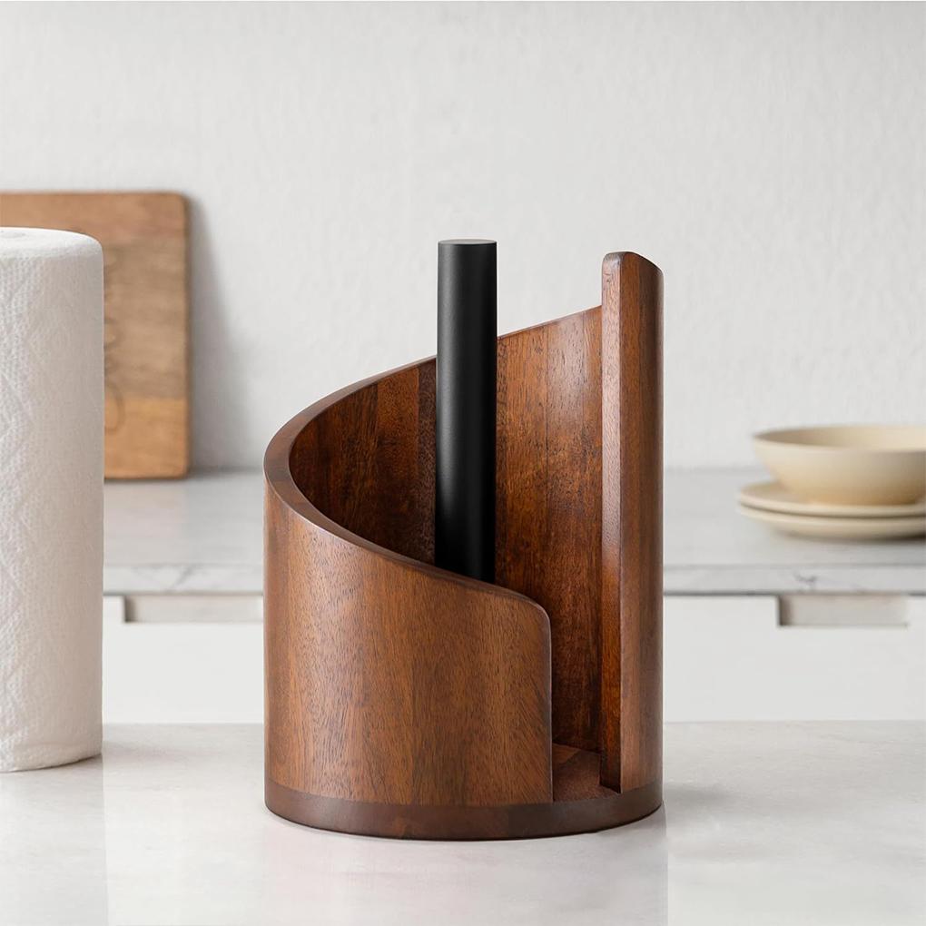 New Polished Smooth Wood Papertowel Holders Anti Slip Base For Home And Office Round Bottom Wooden Countertop Tissue Box