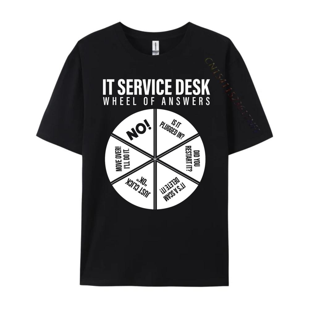 It Servicedesk Wheel Of Answers Computer Repair For It Freaks 3XL Men Clothing Graphic Tee Shirt New Year
