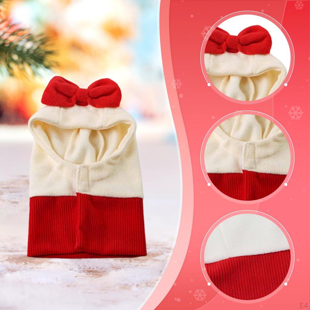 Dog Headwear Winter Hat Ear Protection Polyester Bowknot Decoration for Christmas Party
