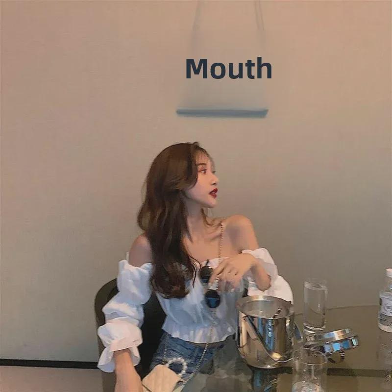 Spring/Summer 2024 Women's Puff Sleeve One-Shoulder Crop Top
