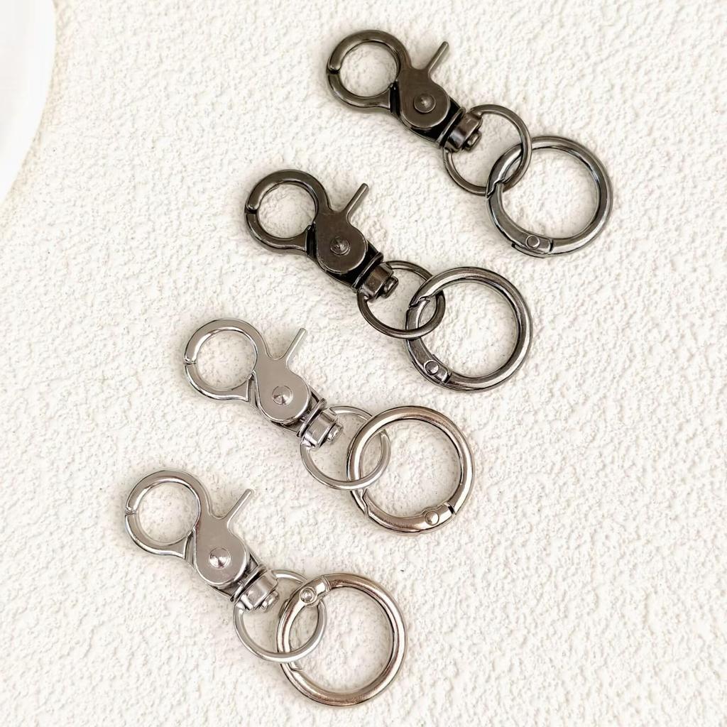 Electroplated Zinc Alloy Spring Buckle Keychain - DIY Openable Round Ring Accessory
