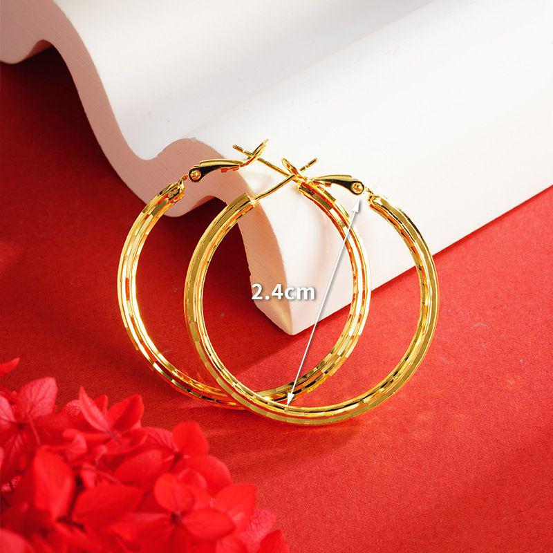 Элегантные женские серьги-кольца песочно-золотого цвета из Вьетнама Default