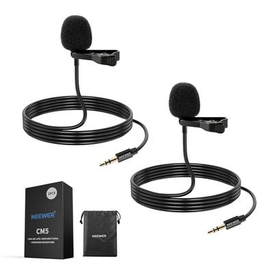 NEEWER Lavalier Lapel Microphone 2 Compatible Rode Wireless GO II 2 DJI Wireless Microphone Transmitter for Broadcast CM5 Clip-on Stage/YouTube/Live