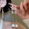 18K Gold-Plated Zircon Pearl Tassel Earrings for Women - Elegant High-End Fashion Jewelry
