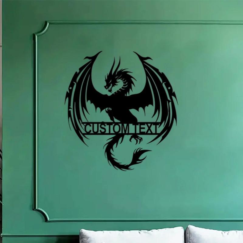 Custom Dragon Metal Wall Art, Personalized Dragon Metal Sign, Gorgeous Dragon Wall Decor, Ideal Dragon Name Sign & Gift for Dragon Lovers