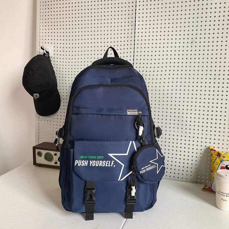 Schoolbag Japanese ins Tooling Style School Bag Male Large Capacity Junior High School Student Backpack Cool College Student Couple Backpack