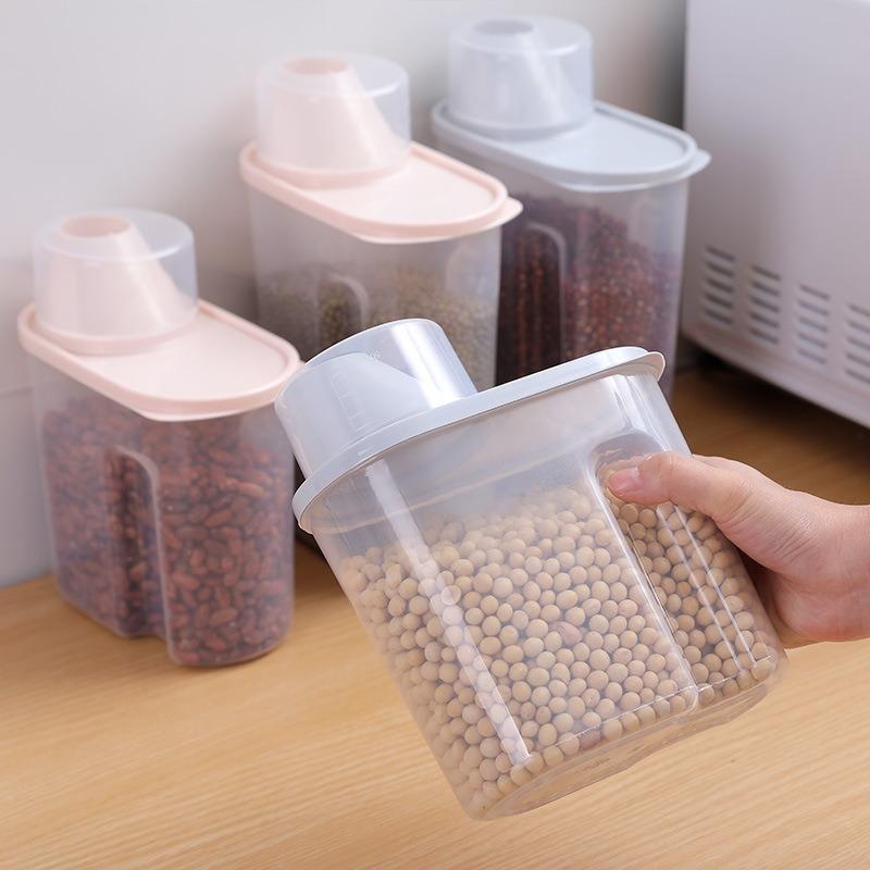 Plastic Storage Box with Measuring Cup Sealed Five Grain and Miscellaneous Grain Tank S/L