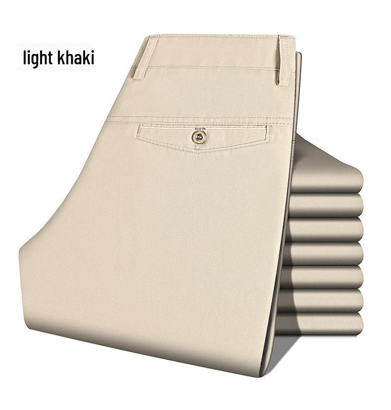 Men's Summer Cotton High-Waist Casual Trousers - Middle-Aged & Elderly 