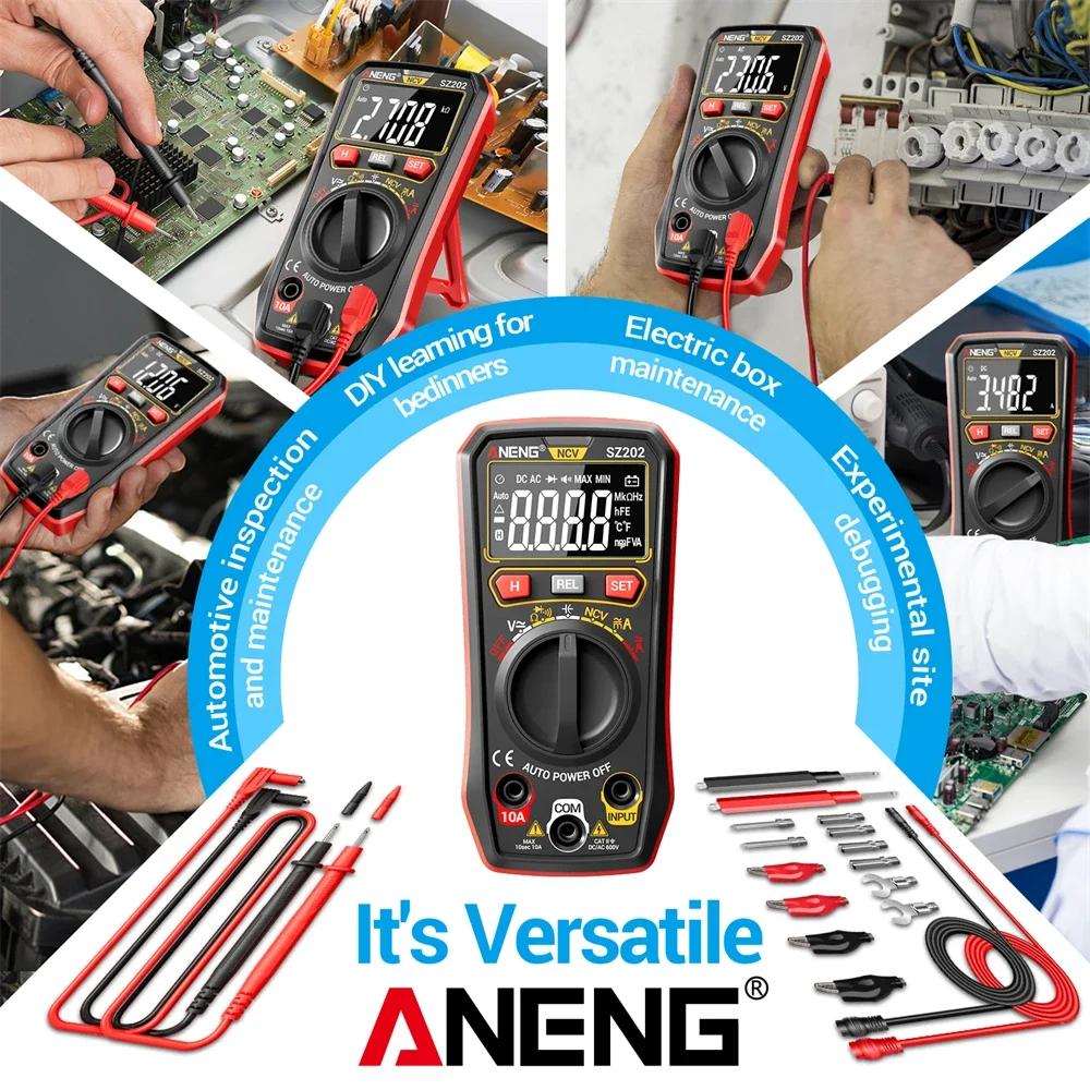 ANENG SZ202 Digital Multimeter Tester Tools 1999 Counts Buzzer AC/DC Voltage Tester 10A Current Meter Resistance Capacitor NCV