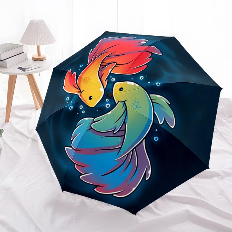 1pc Koi Fish Automatic Umbrella - Automatic Opening And Closing, Sturdy Iron Frame, Portable Folding Design yy251018132