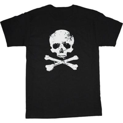 Camiseta de Verano para Hombre 100% Algodón Puro Estampado de Calavera Hip-hop Cuello Redondo Fresca Talla Grande Street Suave Transpirable Manga Corta