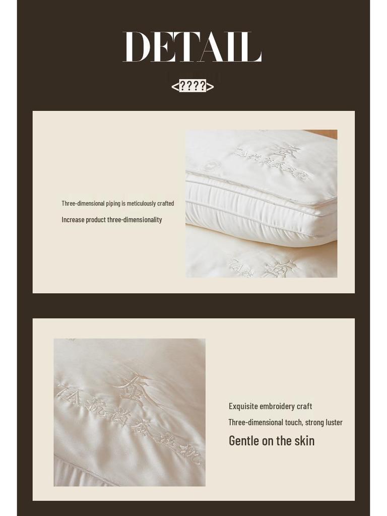 A-Grade 100% Silk Student Neck Support Pillow with 3D Double-Layer Embroidered Core - Soft & Resilient