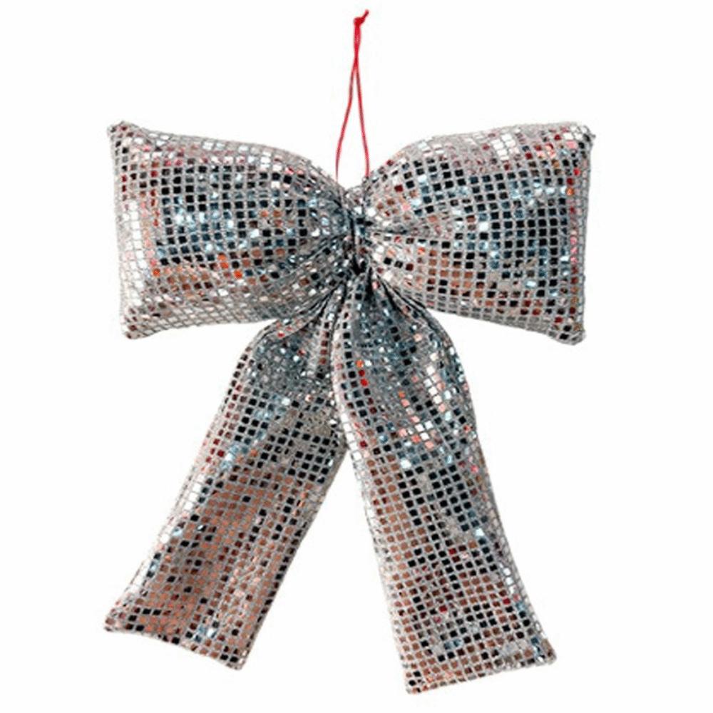 Sequin Decor Tree Ornament Shiny Surface Bow Pendant Easy Hang Christmas Bow Festive Display