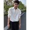 Fake Two-piece Spliced Long-sleeved Shirt for Men with Handsome Niche Shoulder Pad V-neck