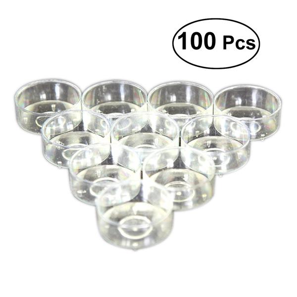 100 Pcs Plastic Candle Holder Clear Candle Cup For Temple Supplies