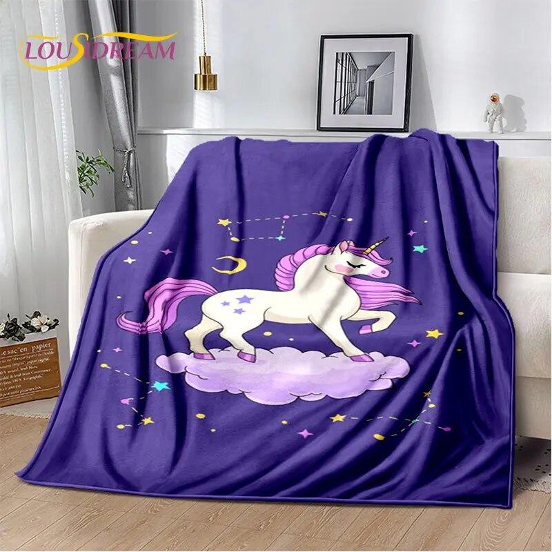 Cartoon Cute Unicorn Soft Plush Blanket,Children's Flannel Blanket Throw Blanket for Living Room Bedroom Bed Sofa Picnic Cover