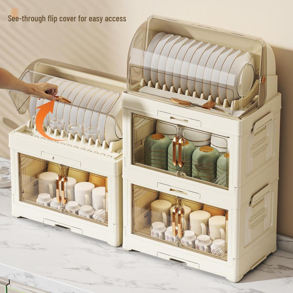 Kitchen Storage Rack for Bowls, Plates, and Chopsticks with Draining Tray