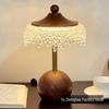 French Vintage Water Drop Table Lamp - Retro Walnut Desktop Atmosphere Lamp for Bedroom