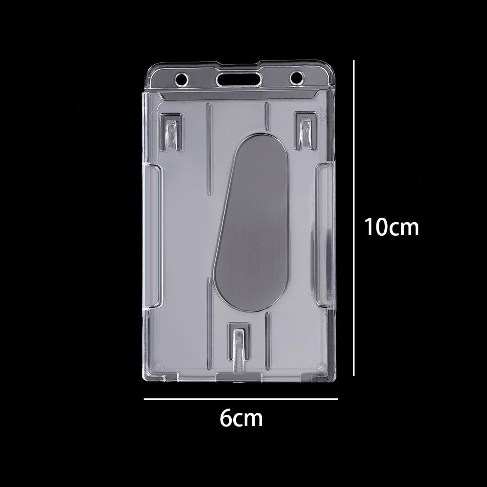 New Hard Plastic Transparent Clear Double Card ID Case Badge Holder