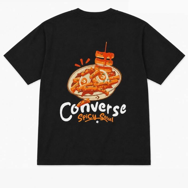Converse Korean TTeokbokki STreeT Food CiTy T shirT Black Uck170 023