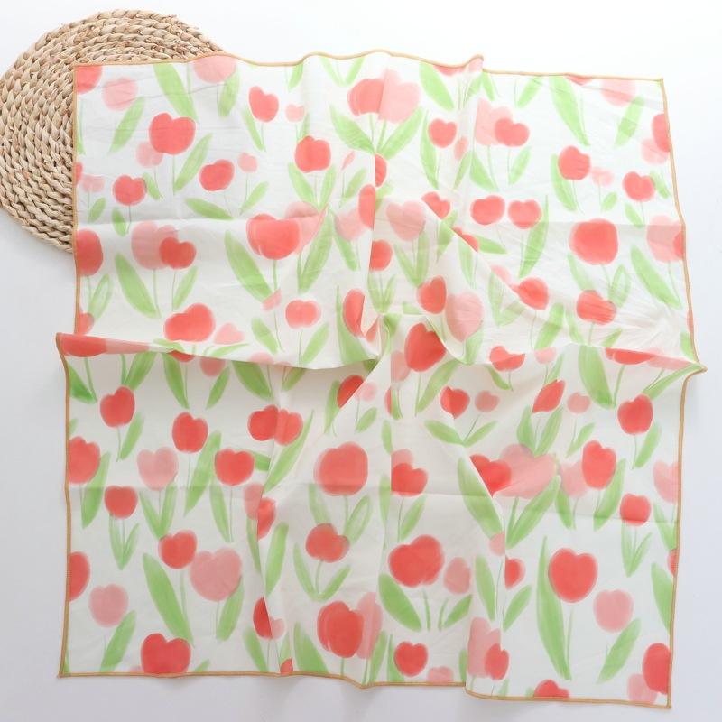 Korean Style Cotton New Small Silk Scarf Women's All-Match Decorative Small Square Towel Temperament Trend Headcloth Headband