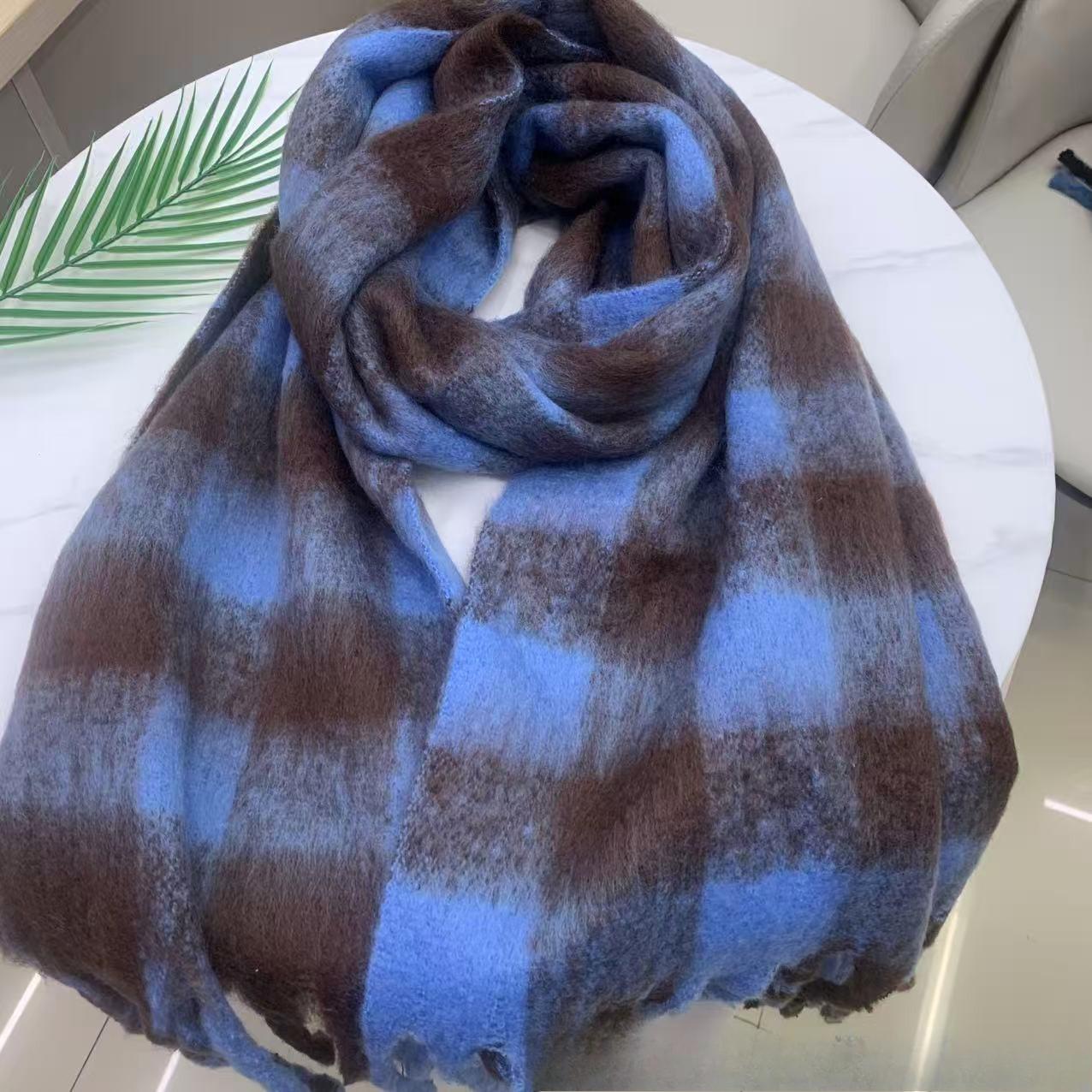 Клетчатый шарф в корейском стиле зимний студенческий студенческий утолщенный теплый шарф из искусственного кашемира 35*200cm