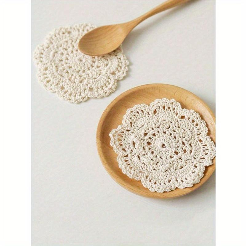 Woven Hollow Out Coaster, Modern Polyester Drink Coaster For Home, Solid Color Coasters For Insulation, Kitchen, Dining Room, Bedroom