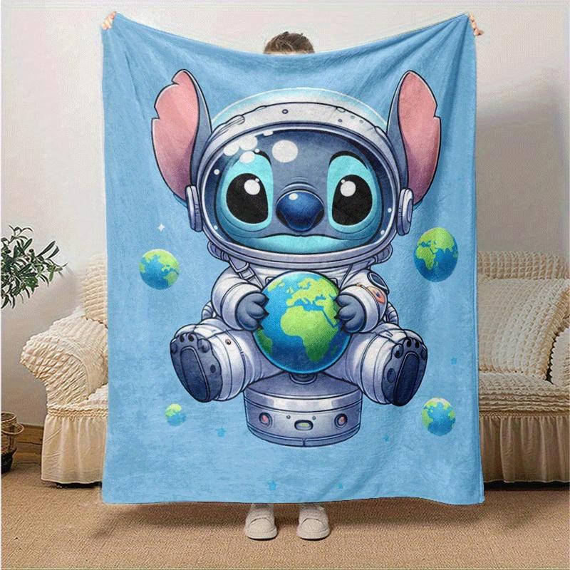 1pc Cute Stitch Printing Blanket - Soft, All-Season Throw for Living Room, Bedroom,Personalized Gift with Adorable Cartoon Design