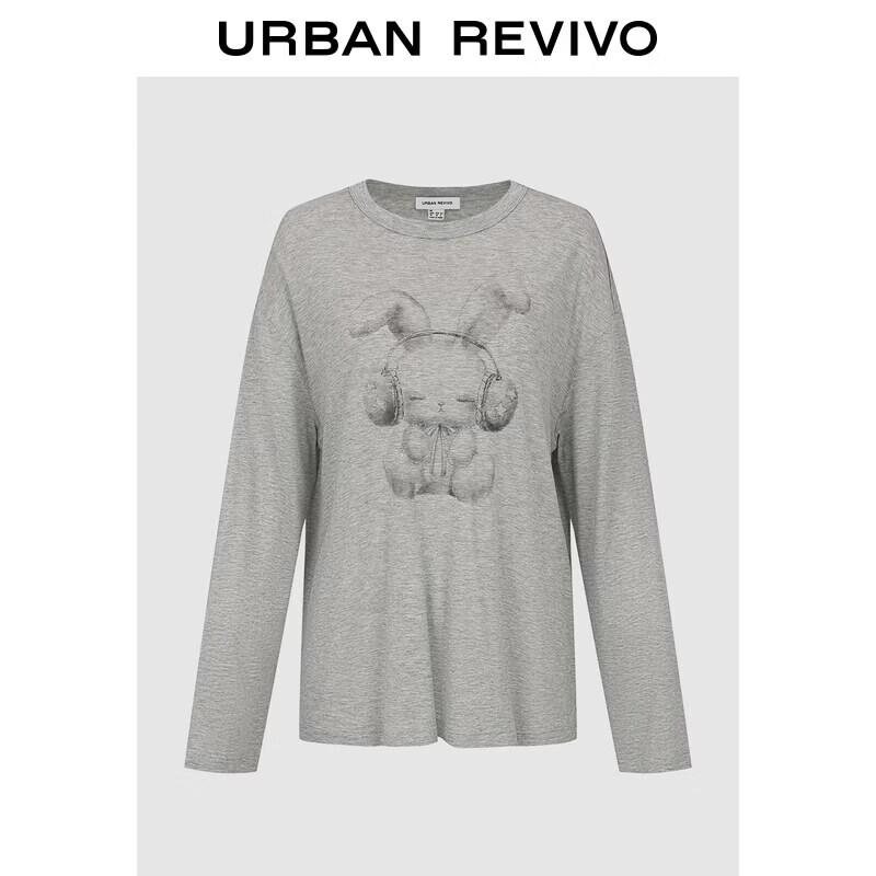 UR2026 Women s Rabbit Print Lyocell Long-Sleeve T-Shirt L хизер серый