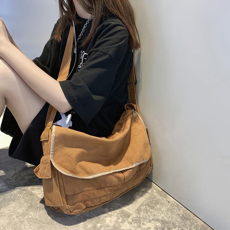 Cott Casual Canvas Big Capacity Shoulder Bag Vintage Canvas Messenger Bag for Men Women Crossbody Bag Satchel Shoulder Bag