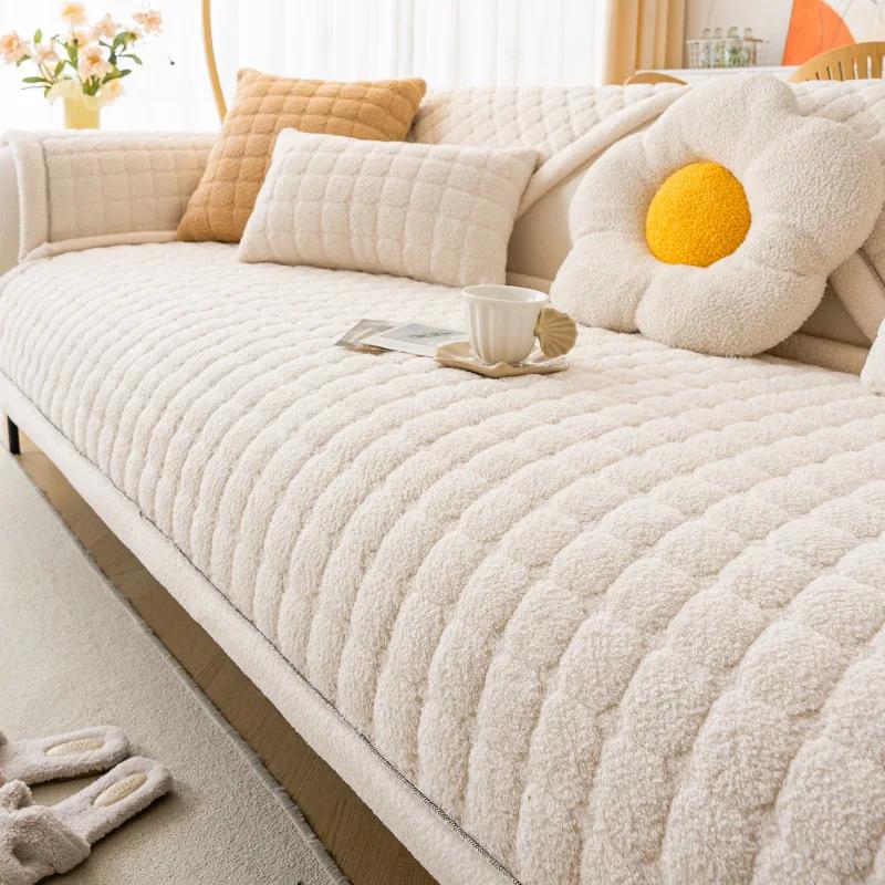 Modern Minimalist Style Cloud Velvet Sofa Cushion Autumn And Winter Thick Anti Slip Sofa Cover For Living Room Cloth Pad