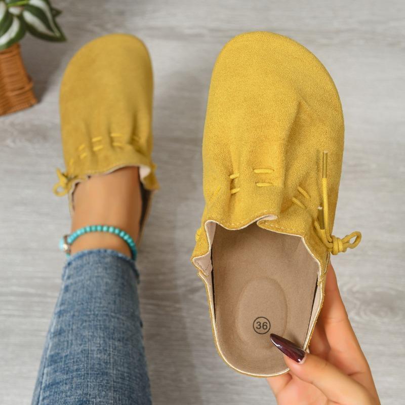 New Retro Women's Half-slipper Shoes with LACES and Thick-soled Soles