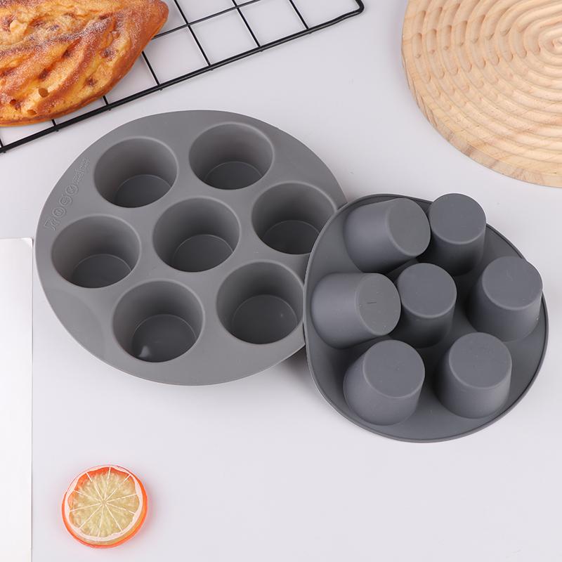 Seven-Hole Air Fryer Silicone Pad Griddle Plate Baking Tray Holder Tray Pan Accessories Silicone Cake Mold Kitchen Supplies Tool