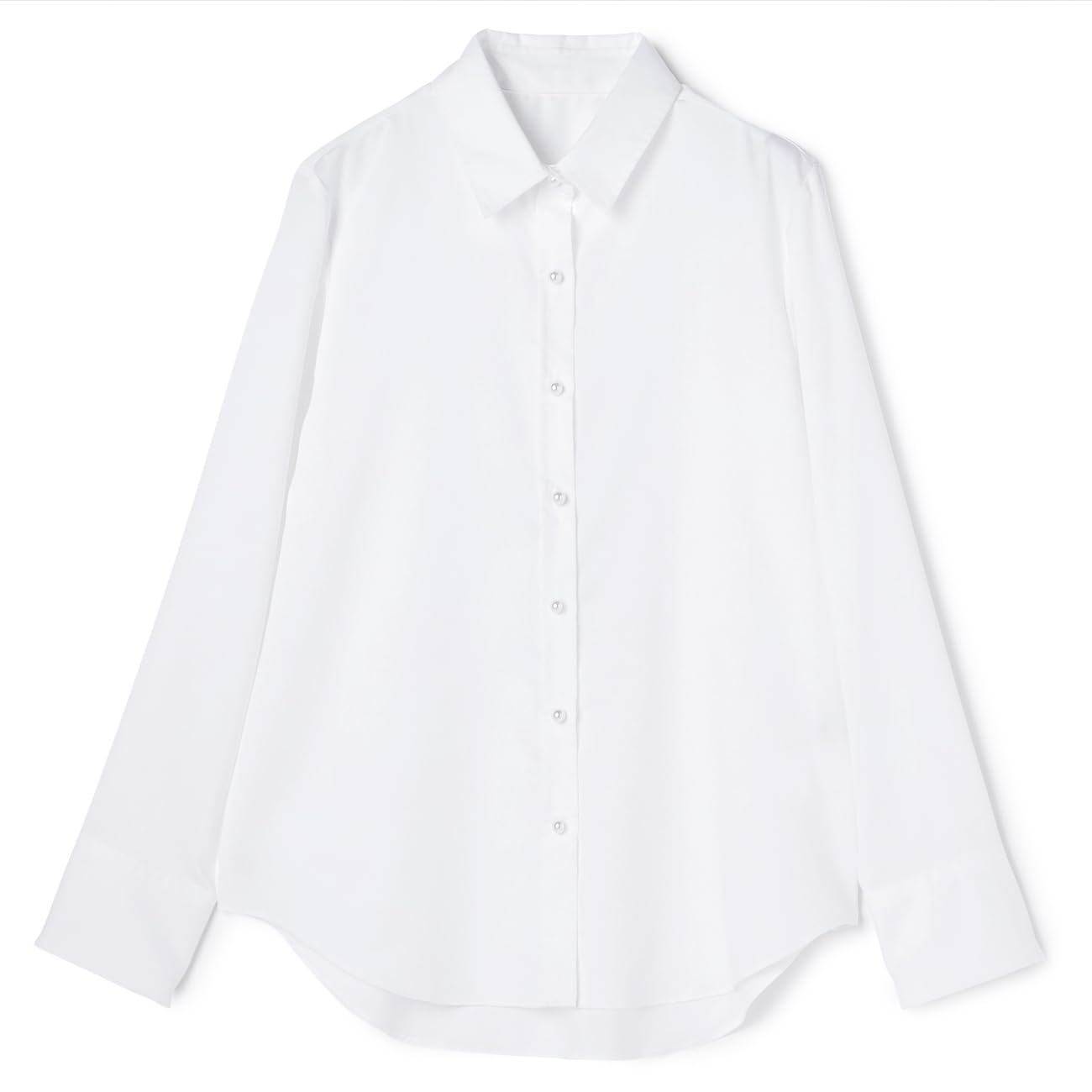 

Aoki Women s White Long Sleeve Blouse, Washable, Wrinkle-Resistant, Soft-Touch Shirt Top with Pearl Buttons (MWM24A-13)