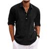Herren Leinenhemden Langarm Button Up Hemd Casual Sommer Loose Fit Home Style Hemden