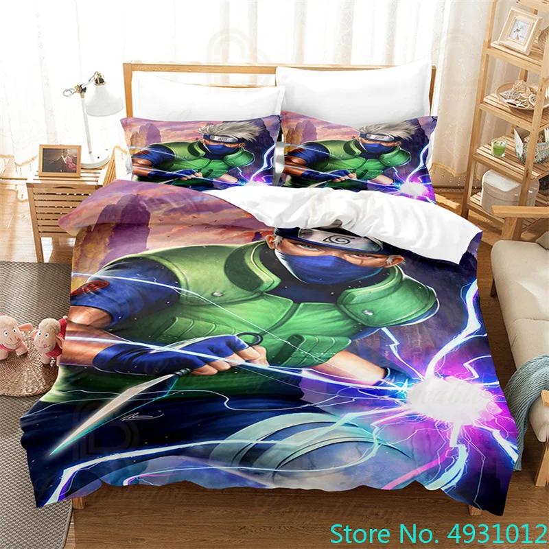 Kids Uzumaki Naruto Uchiha Sasuke Bedding Set Duvet Cover Quilt Cover Pillowcase Double King Size Bedroom Bed Cover Decoration
