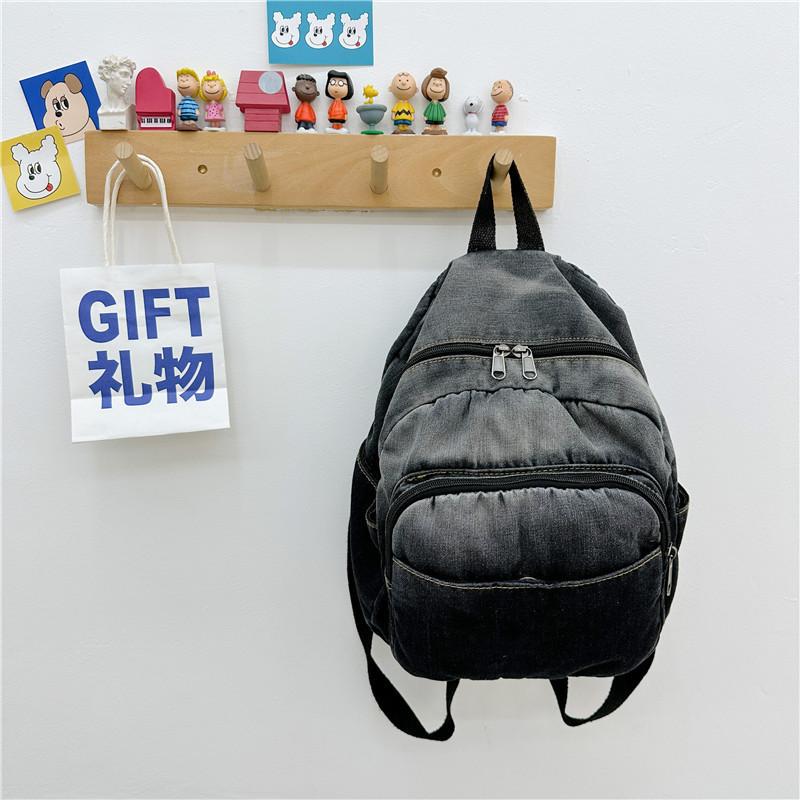 Стильный Современный Корейский Рюкзак для Детского Сада Для Детей Прочный Дизайн из Денима чёрный