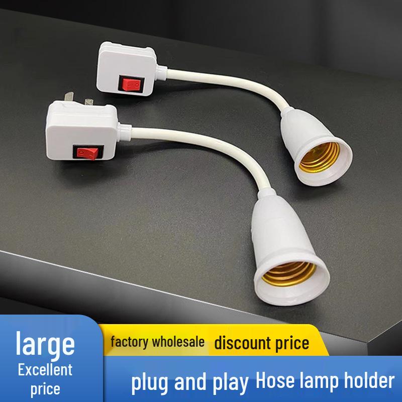 LED Socket Lamp Holder with E27 Screw, Rotating Head, and Flexible Hose (Three-hole Plug-In) for Bedroom.