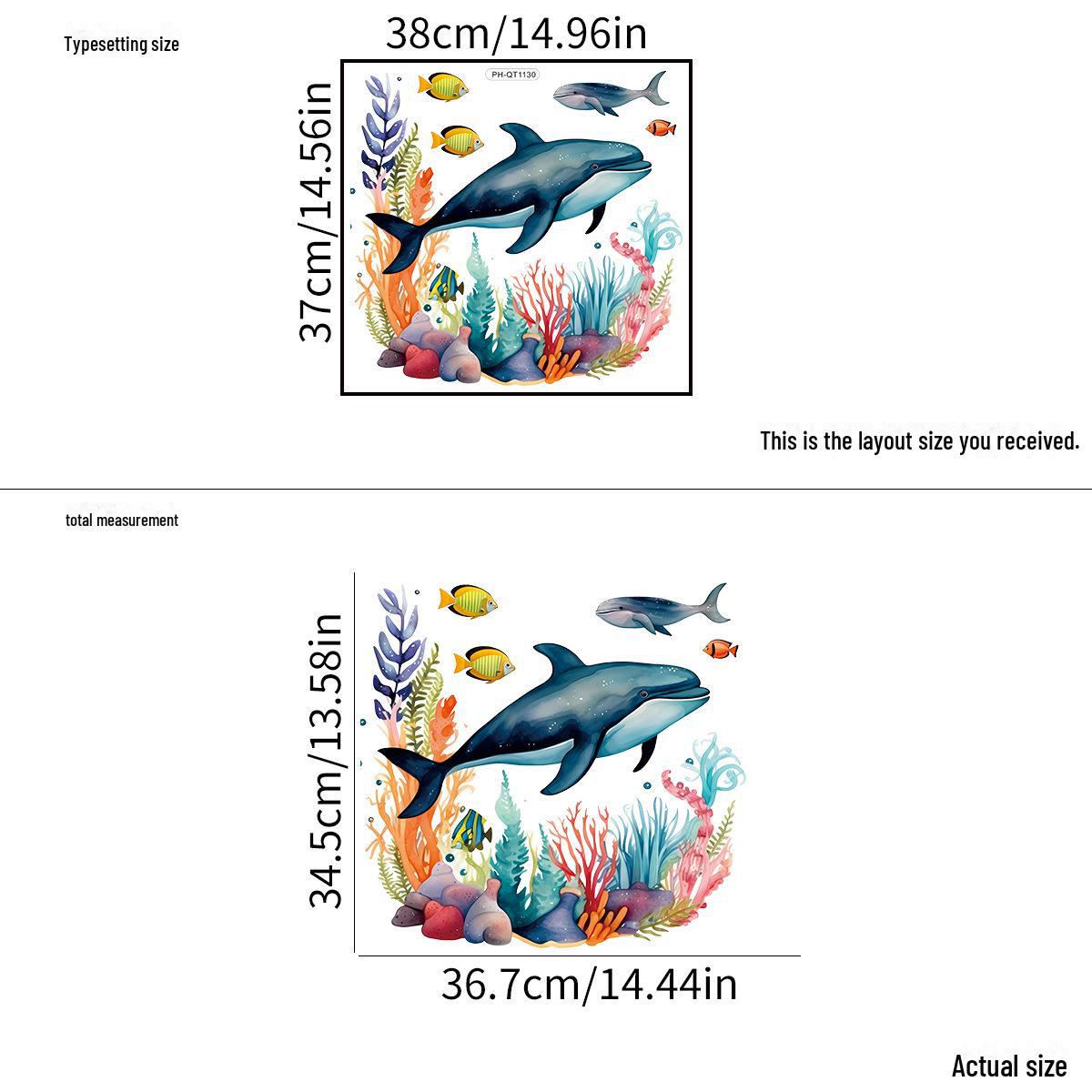 

Наклейки на стену в ванной с изображением черепахи и кита - самоклеящиеся украшения