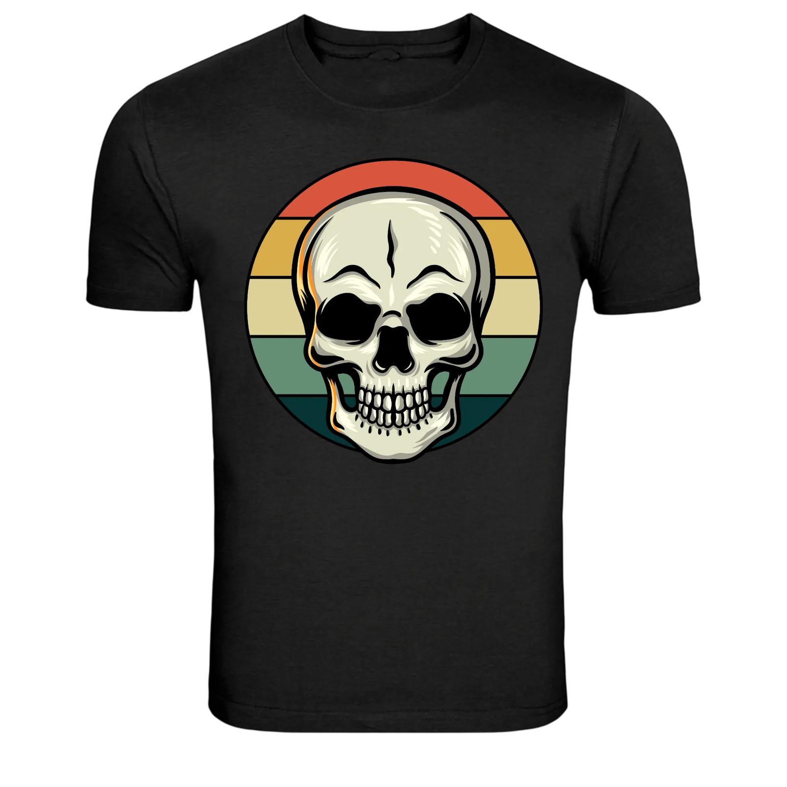 Vintage Skull Graphic T-Shirt Retro Skeleton Halloween Goth Biker Tee XL
