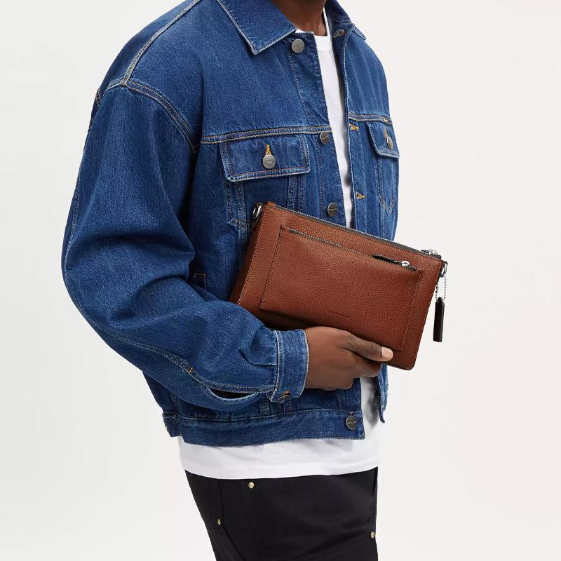 Coach Holden 25 Top Zip Closure Pebble Grain Leather And Smooth Calfskin Medium Shoulder Crossbody Bag Men Bags Redwood CR342-SVR0B