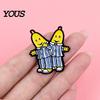 Durable Metal Brooch Zinc Alloy Pin, Cartoon Banana Man Shape Lapel Enamel Colorful Badge Paint with Anti-Slip Buckle Pins for Clothes