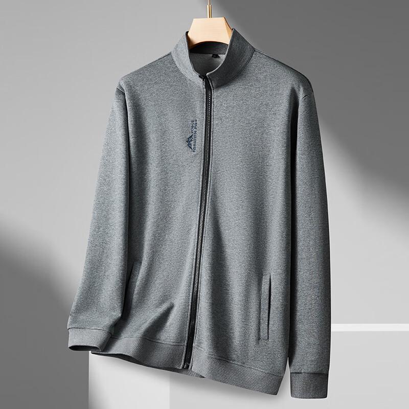 Dibinze Men's Plus Size Cotton Full-Zip Stand Collar Jacket
