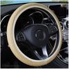 Fiber Leather Steering Wheel Cover - Double Circle, Elastic Band, Wear-Resistant, Embossed Design.